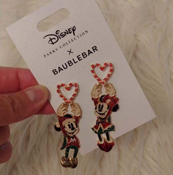 🎄FIRM! NWT DISNEY PARKS COLLECTION X BAUBLEBAR CHRISTMAS MICKEY & MINNIE EARRIN - Picture 2 of 4